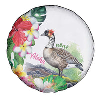 Aloha Hawaii Nene Goose Spare Tire Cover Tropical Flowers Watercolor Stylized - Polynesian Pride