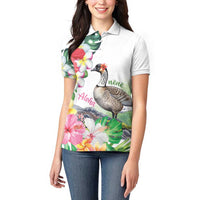 Aloha Hawaii Nene Goose Women Polo Shirt Tropical Flowers Watercolor Stylized - Polynesian Pride