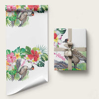 Aloha Hawaii Nene Goose Wrapping Paper Tropical Flowers Watercolor Stylized - Polynesian Pride