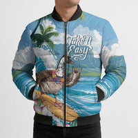 Aloha Hawaii Shaka Nene Goose Bomber Puffer Jacket Surfing Take It Easy - Polynesian Pride