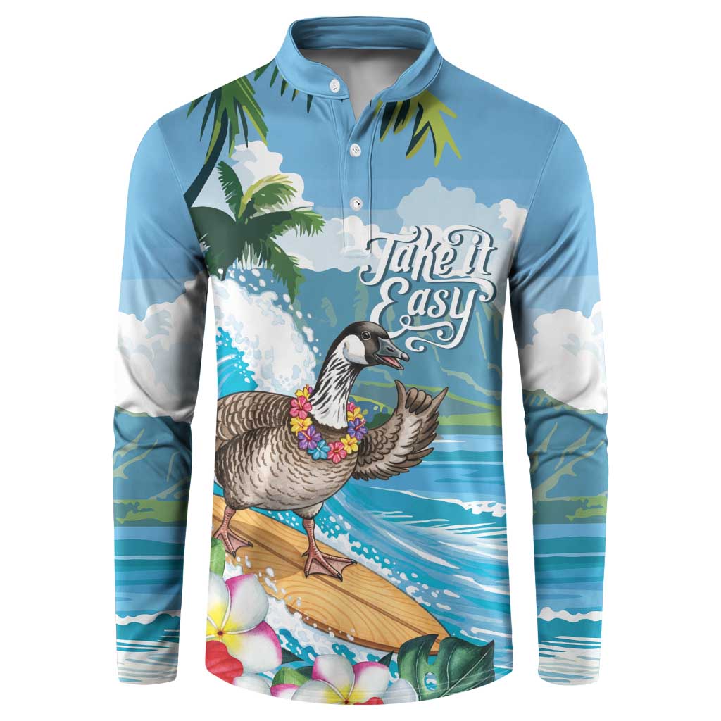 Aloha Hawaii Shaka Nene Goose Button Sweatshirt Surfing Take It Easy - Polynesian Pride