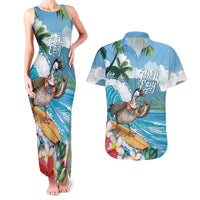 Aloha Hawaii Shaka Nene Goose Couples Matching Tank Maxi Dress and Hawaiian Shirt Surfing Take It Easy - Polynesian Pride