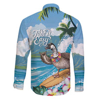 Aloha Hawaii Shaka Nene Goose Family Matching Long Sleeve Bodycon Dress and Hawaiian Shirt Surfing Take It Easy - Polynesian Pride