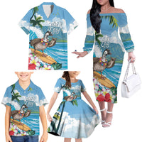 Aloha Hawaii Shaka Nene Goose Family Matching Off The Shoulder Long Sleeve Dress and Hawaiian Shirt Surfing Take It Easy - Polynesian Pride