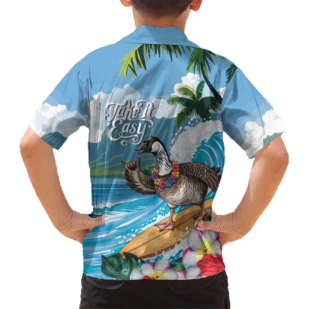 Aloha Hawaii Shaka Nene Goose Family Matching Short Sleeve Bodycon Dress and Hawaiian Shirt Surfing Take It Easy - Polynesian Pride