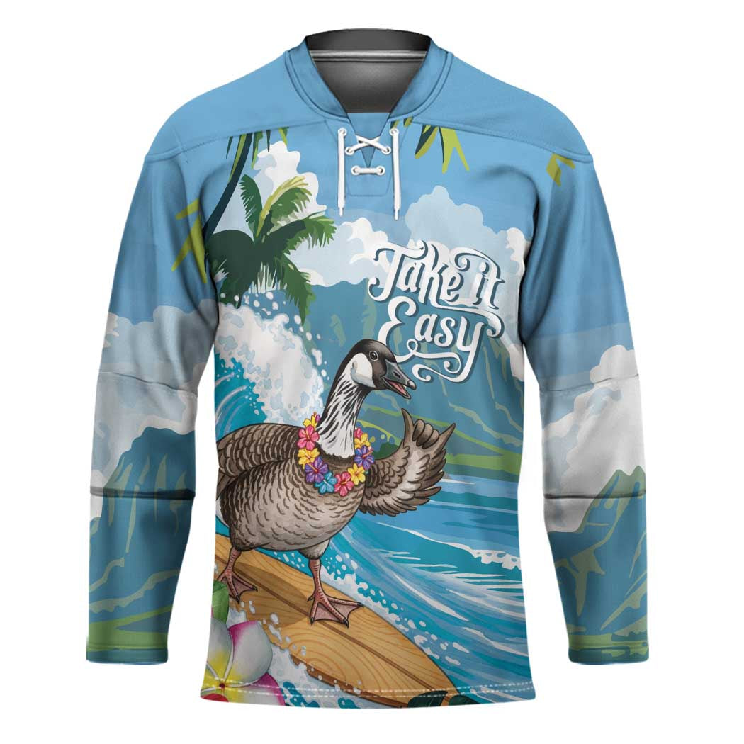 Aloha Hawaii Shaka Nene Goose Hockey Jersey Surfing Take It Easy - Polynesian Pride