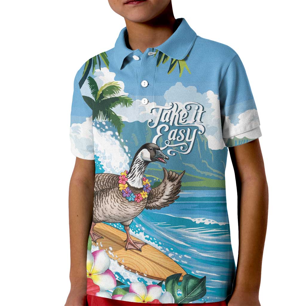 Aloha Hawaii Shaka Nene Goose Kid Polo Shirt Surfing Take It Easy - Polynesian Pride