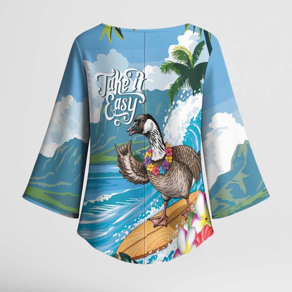 Aloha Hawaii Shaka Nene Goose Kimono Sleeve Blouse Surfing Take It Easy - Polynesian Pride