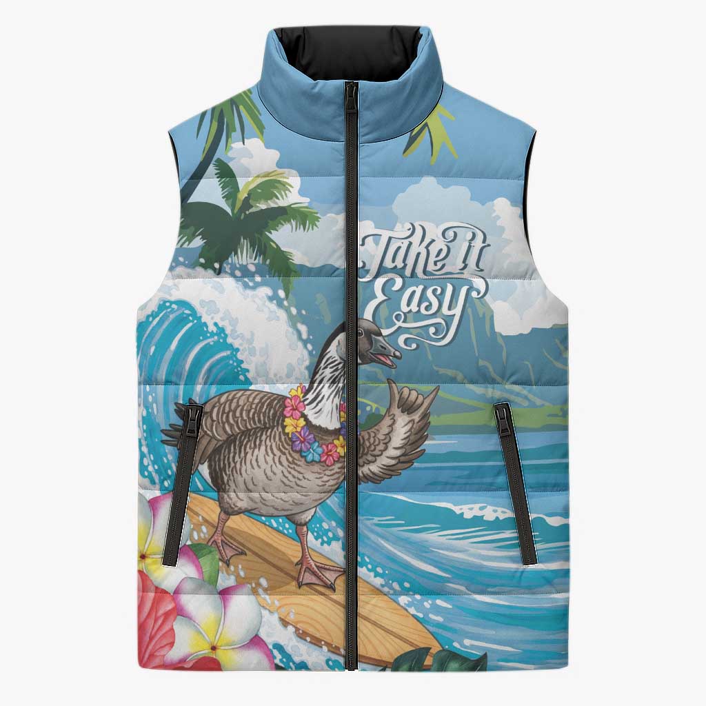 Aloha Hawaii Shaka Nene Goose Sleeveless Puffer Jacket Surfing Take It Easy - Polynesian Pride