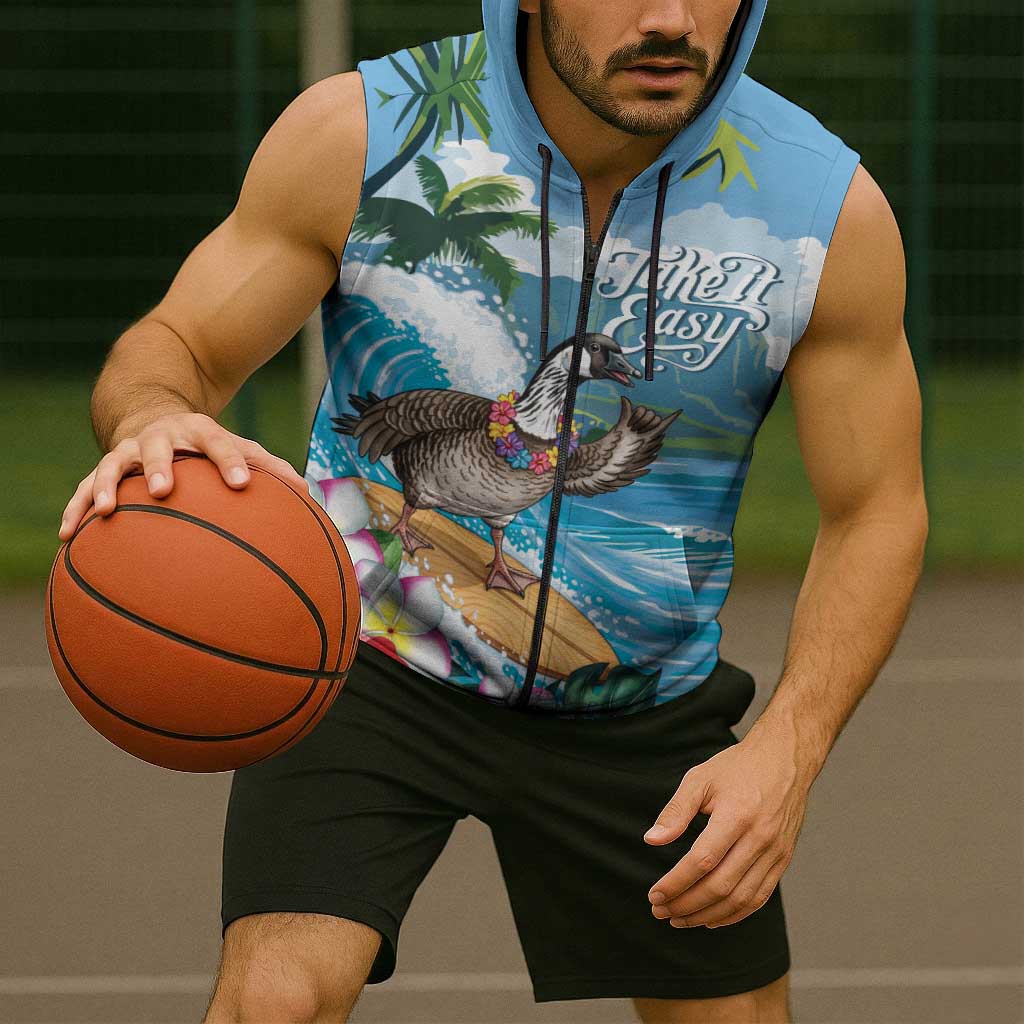 Aloha Hawaii Shaka Nene Goose Sleeveless Zip Hoodie Surfing Take It Easy LT14