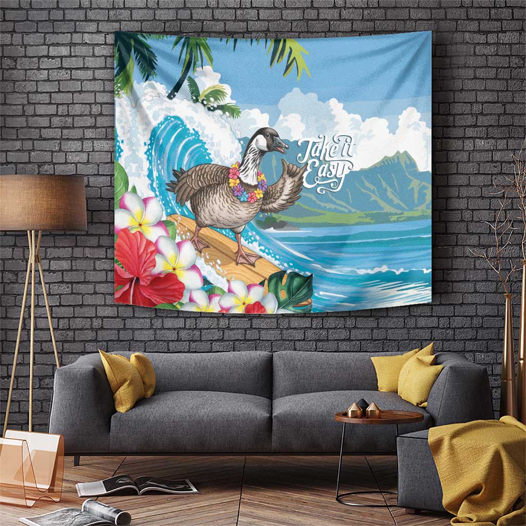 Aloha Hawaii Shaka Nene Goose Tapestry Surfing Take It Easy - Polynesian Pride
