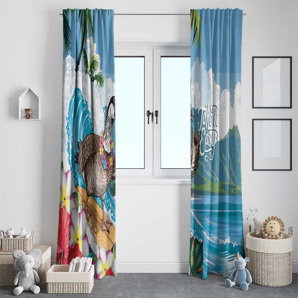 Aloha Hawaii Shaka Nene Goose Window Curtain Surfing Take It Easy - Polynesian Pride