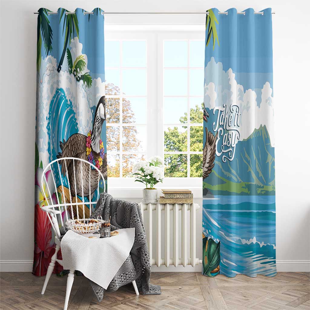 Aloha Hawaii Shaka Nene Goose Window Curtain Surfing Take It Easy - Polynesian Pride