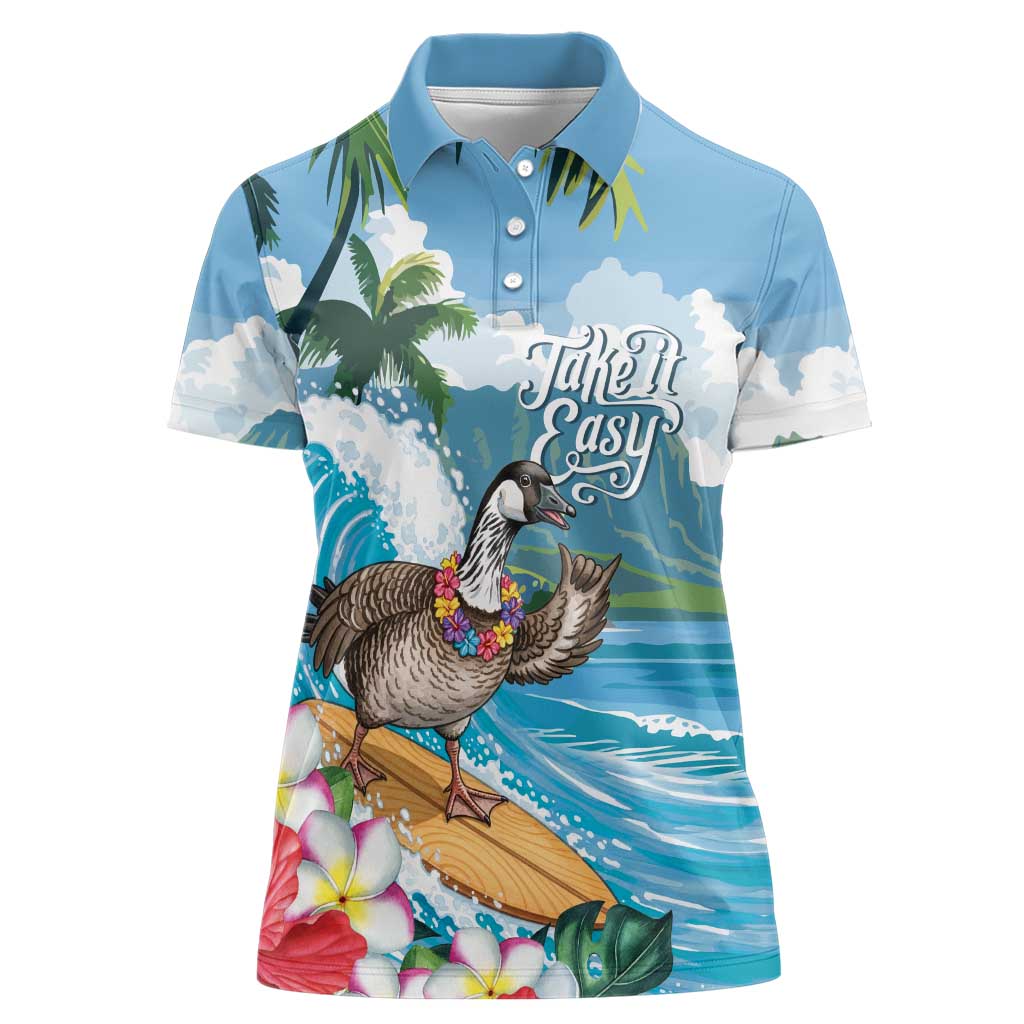 Aloha Hawaii Shaka Nene Goose Women Polo Shirt Surfing Take It Easy - Polynesian Pride