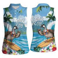 Aloha Hawaii Shaka Nene Goose Women Sleeveless Polo Shirt Surfing Take It Easy - Polynesian Pride