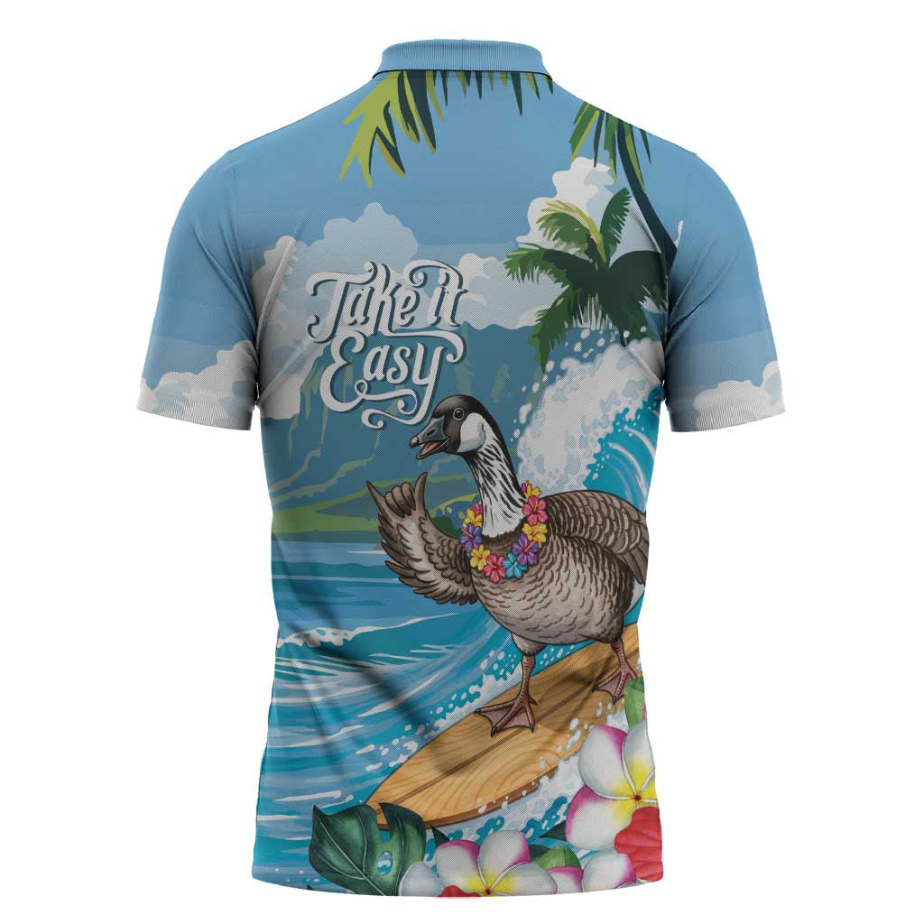 Aloha Hawaii Shaka Nene Goose Zipper Polo Shirt Surfing Take It Easy - Polynesian Pride