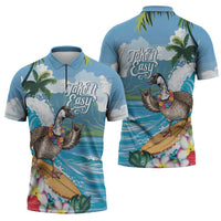 Aloha Hawaii Shaka Nene Goose Zipper Polo Shirt Surfing Take It Easy - Polynesian Pride