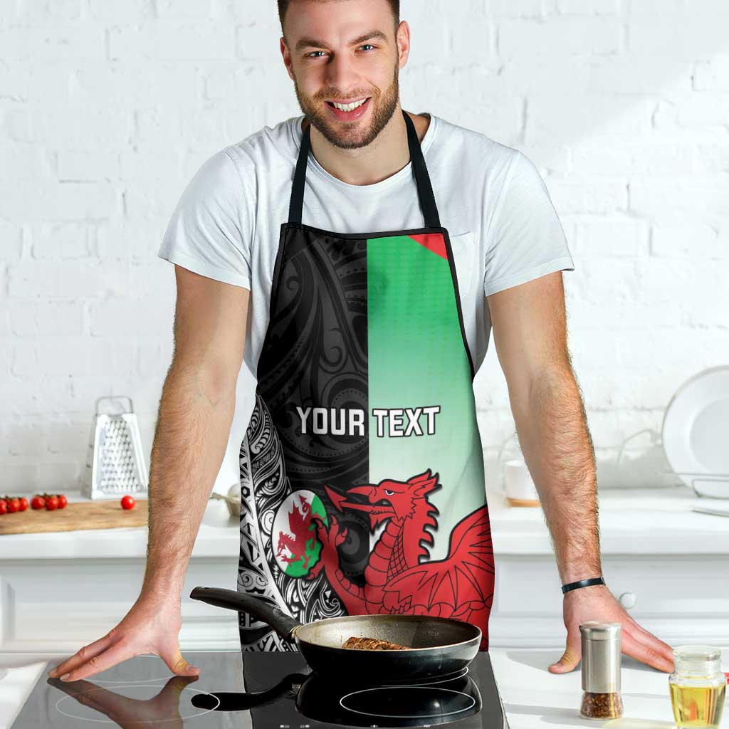 New Zealand and Wales Rugby Custom Apron Aotearoa All Black Combine Welsh Dragon - Polynesian Pride
