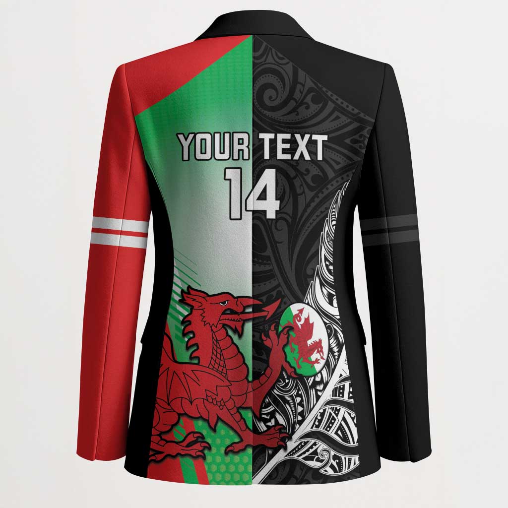New Zealand and Wales Rugby Custom Blazer Aotearoa All Black Combine Welsh Dragon LT14 - Polynesian Pride