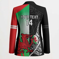 New Zealand and Wales Rugby Custom Blazer Aotearoa All Black Combine Welsh Dragon LT14 - Polynesian Pride