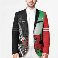 New Zealand and Wales Rugby Custom Blazer Aotearoa All Black Combine Welsh Dragon LT14 - Polynesian Pride