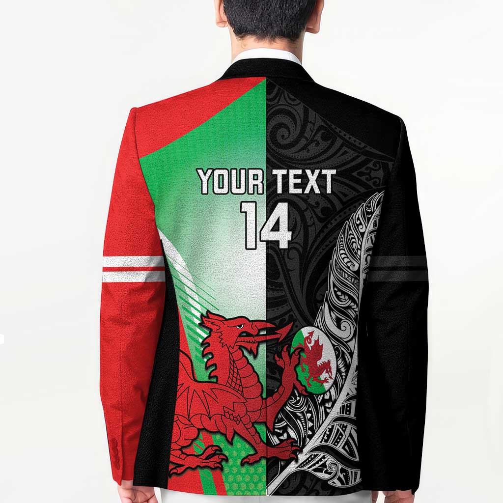 New Zealand and Wales Rugby Custom Blazer Aotearoa All Black Combine Welsh Dragon LT14 - Polynesian Pride