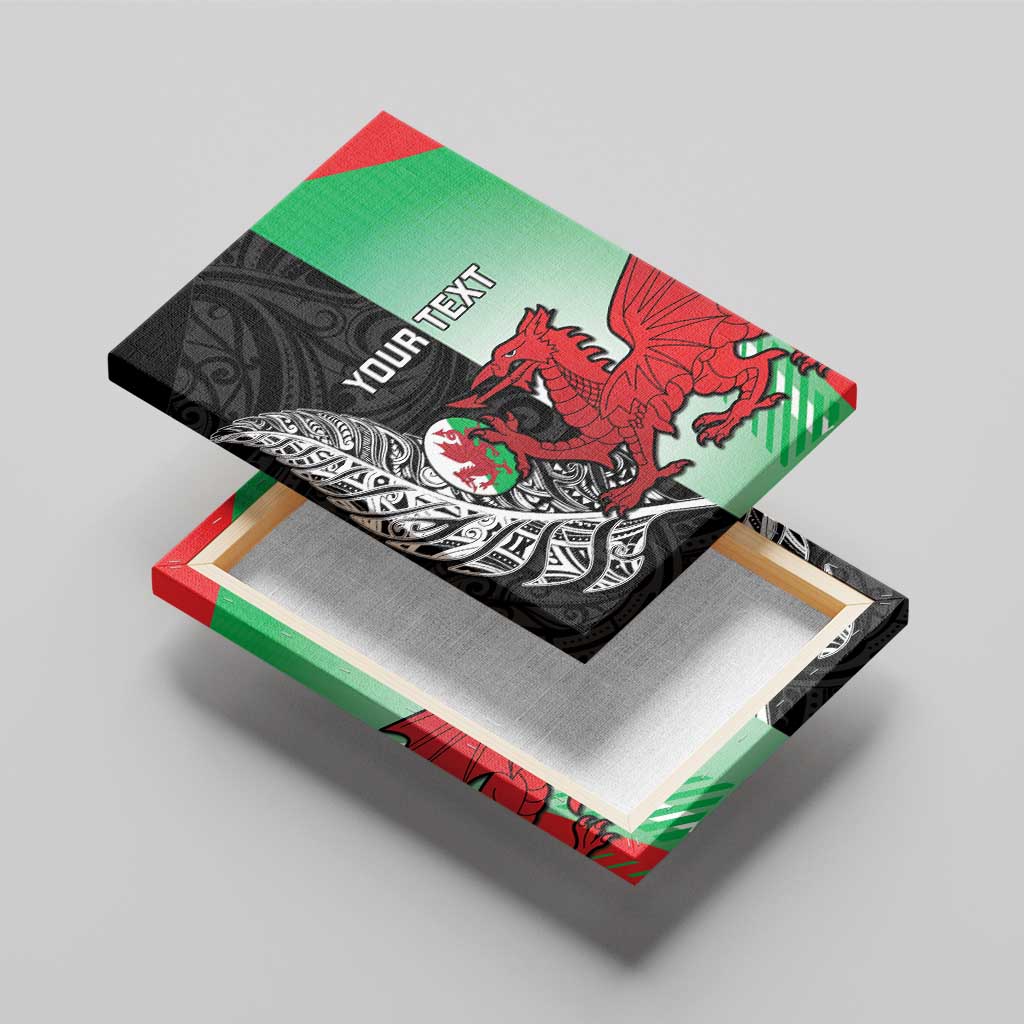 New Zealand and Wales Rugby Custom Canvas Wall Art Aotearoa All Black Combine Welsh Dragon - Polynesian Pride