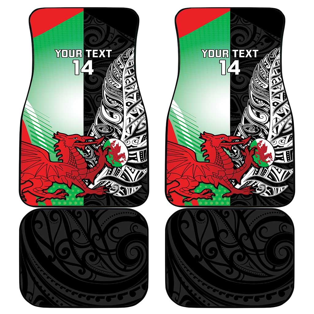 New Zealand and Wales Rugby Custom Car Mats Aotearoa All Black Combine Welsh Dragon LT14 - Polynesian Pride