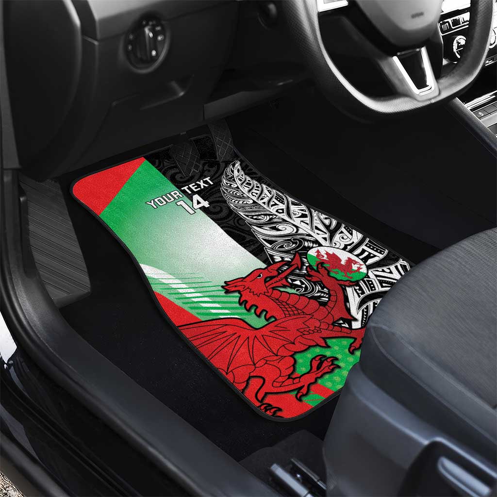 New Zealand and Wales Rugby Custom Car Mats Aotearoa All Black Combine Welsh Dragon LT14 - Polynesian Pride