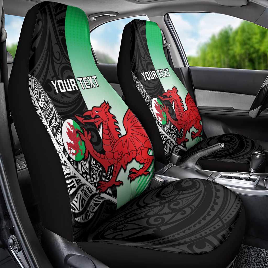 New Zealand and Wales Rugby Custom Car Seat Cover Aotearoa All Black Combine Welsh Dragon - Polynesian Pride