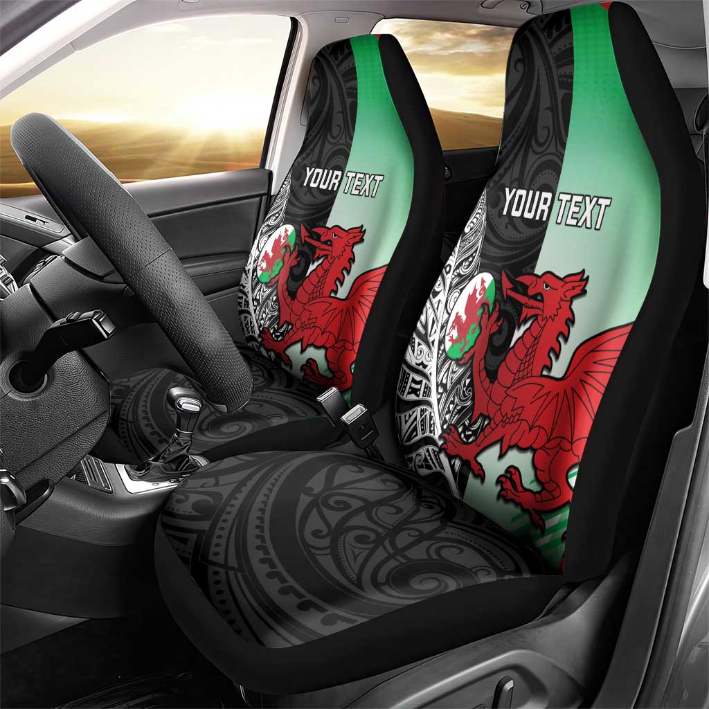 New Zealand and Wales Rugby Custom Car Seat Cover Aotearoa All Black Combine Welsh Dragon - Polynesian Pride