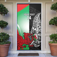 New Zealand and Wales Rugby Custom Door Cover Aotearoa All Black Combine Welsh Dragon - Polynesian Pride