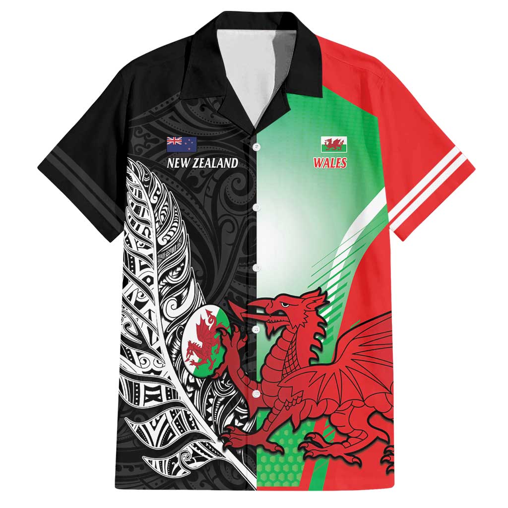 New Zealand and Wales Rugby Custom Family Matching Off Shoulder Maxi Dress and Hawaiian Shirt Aotearoa All Black Combine Welsh Dragon - Polynesian Pride