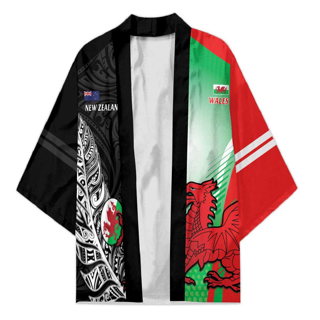 New Zealand and Wales Rugby Custom Kimono Aotearoa All Black Combine Welsh Dragon - Polynesian Pride