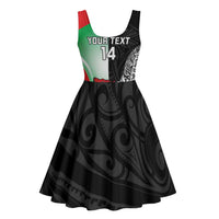 New Zealand and Wales Rugby Custom Midi Dress Aotearoa All Black Combine Welsh Dragon - Polynesian Pride