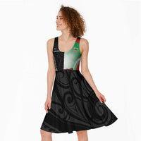 New Zealand and Wales Rugby Custom Midi Dress Aotearoa All Black Combine Welsh Dragon - Polynesian Pride