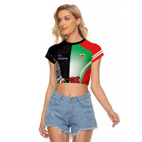 New Zealand and Wales Rugby Custom Raglan Cropped T Shirt Aotearoa All Black Combine Welsh Dragon - Polynesian Pride