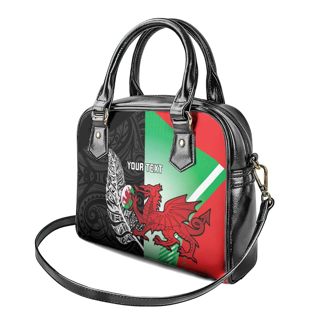 New Zealand and Wales Rugby Custom Shoulder Handbag Aotearoa All Black Combine Welsh Dragon - Polynesian Pride