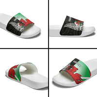 New Zealand and Wales Rugby Custom Slide Sandals Aotearoa All Black Combine Welsh Dragon LT14 - Polynesian Pride