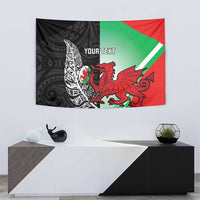 New Zealand and Wales Rugby Custom Tapestry Aotearoa All Black Combine Welsh Dragon LT14 - Polynesian Pride