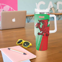 New Zealand and Wales Rugby Custom Tumbler With Handle Aotearoa All Black Combine Welsh Dragon - Polynesian Pride