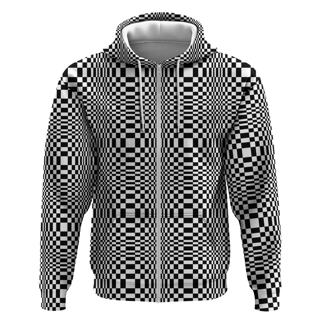Black White Filipino Binakol Motifs Hoodie Mabuhay Philippines Festival Kusikus Pattern LT14 Zip Hoodie Black - Polynesian Pride