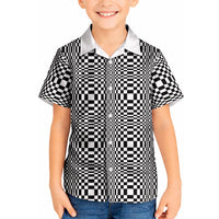 Black White Filipino Binakol Motifs Kid Hawaiian Shirt Mabuhay Philippines Festival Kusikus Pattern LT14 Kid Black - Polynesian Pride