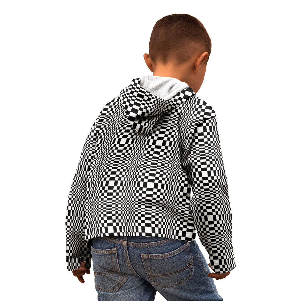 Black White Filipino Binakol Motifs Kid Hoodie Mabuhay Philippines Festival Kusikus Pattern LT14 - Polynesian Pride