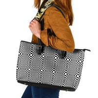 Black White Filipino Binakol Motifs Leather Tote Bag Mabuhay Philippines Festival Kusikus Pattern LT14 Black - Polynesian Pride