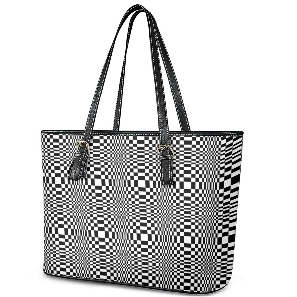 Black White Filipino Binakol Motifs Leather Tote Bag Mabuhay Philippines Festival Kusikus Pattern LT14 - Polynesian Pride