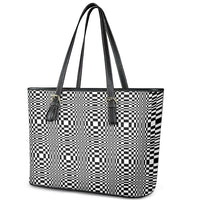 Black White Filipino Binakol Motifs Leather Tote Bag Mabuhay Philippines Festival Kusikus Pattern LT14 - Polynesian Pride