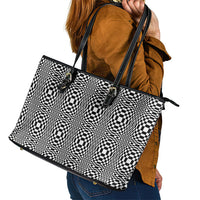 Black White Filipino Binakol Motifs Leather Tote Bag Mabuhay Philippines Festival Kusikus Pattern LT14 - Polynesian Pride