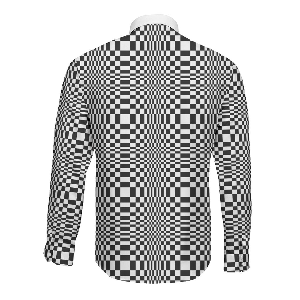 Black White Filipino Binakol Motifs Long Sleeve Button Shirt Mabuhay Philippines Festival Kusikus Pattern LT14 - Polynesian Pride