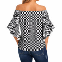 Black White Filipino Binakol Motifs Off Shoulder Wrap Waist Top Mabuhay Philippines Festival Kusikus Pattern LT14 - Polynesian Pride